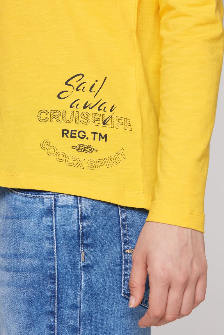 Langarmshirt mit V-Ausschnitt und Prints