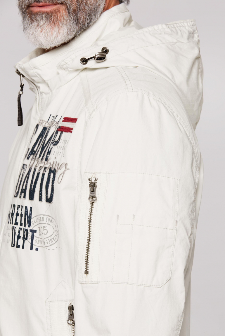 Stone Washed Blouson mit Kapuze und Artworks
