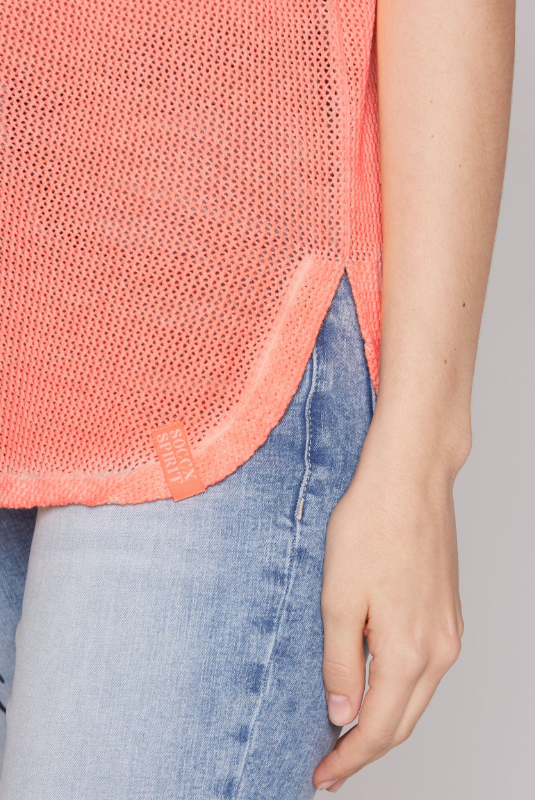 Strickshirt mit Meshstruktur und Rücken-Print