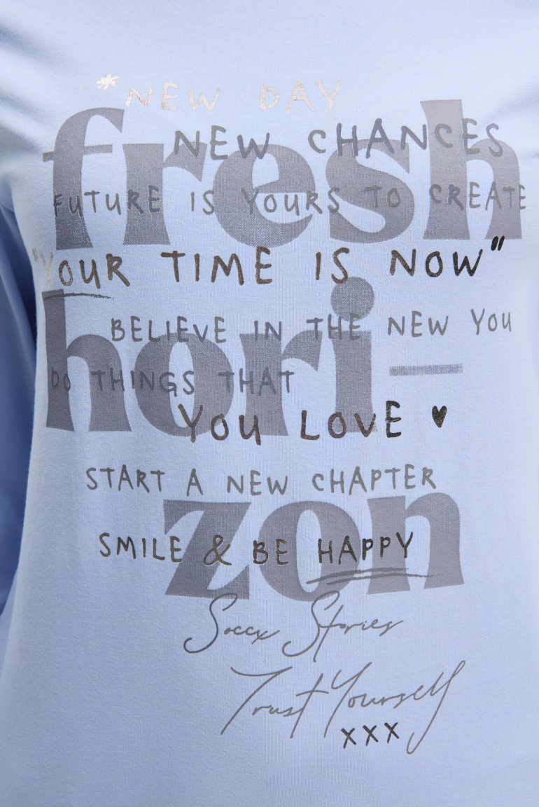 Langarmshirt Rundhals mit Wording Print