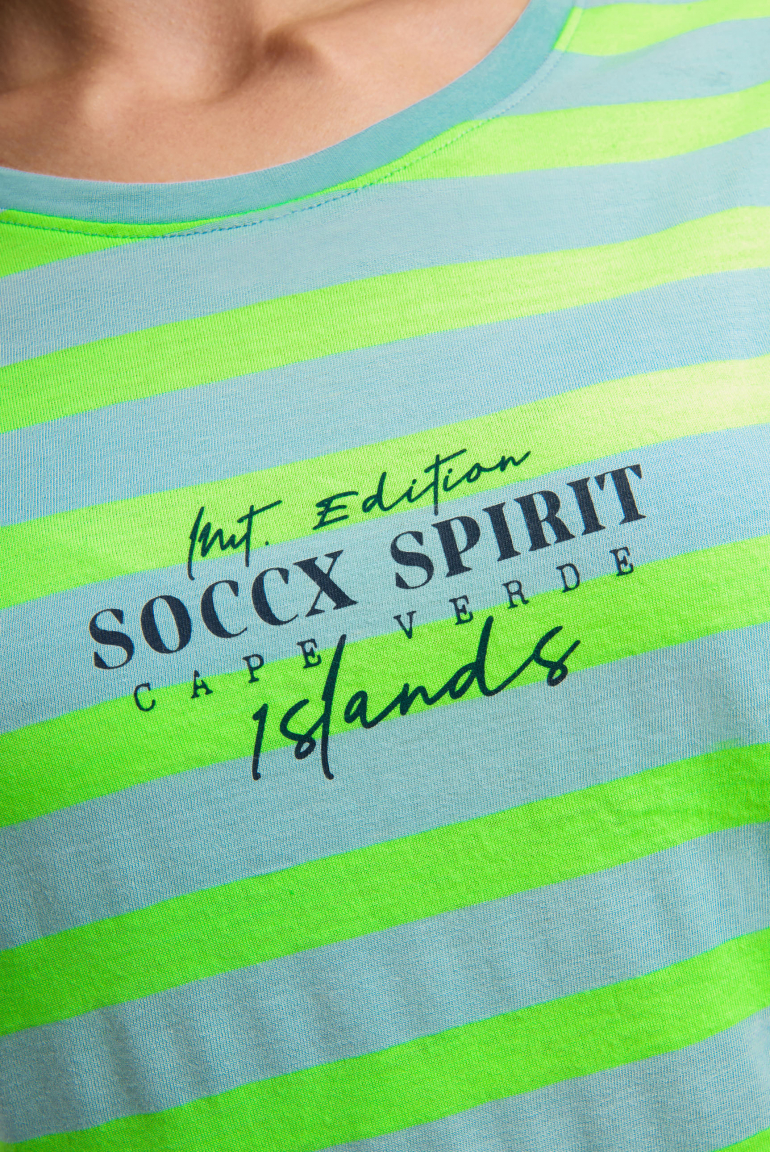 Streifenshirt mit Rücken-Print und 3/4-Ärmeln