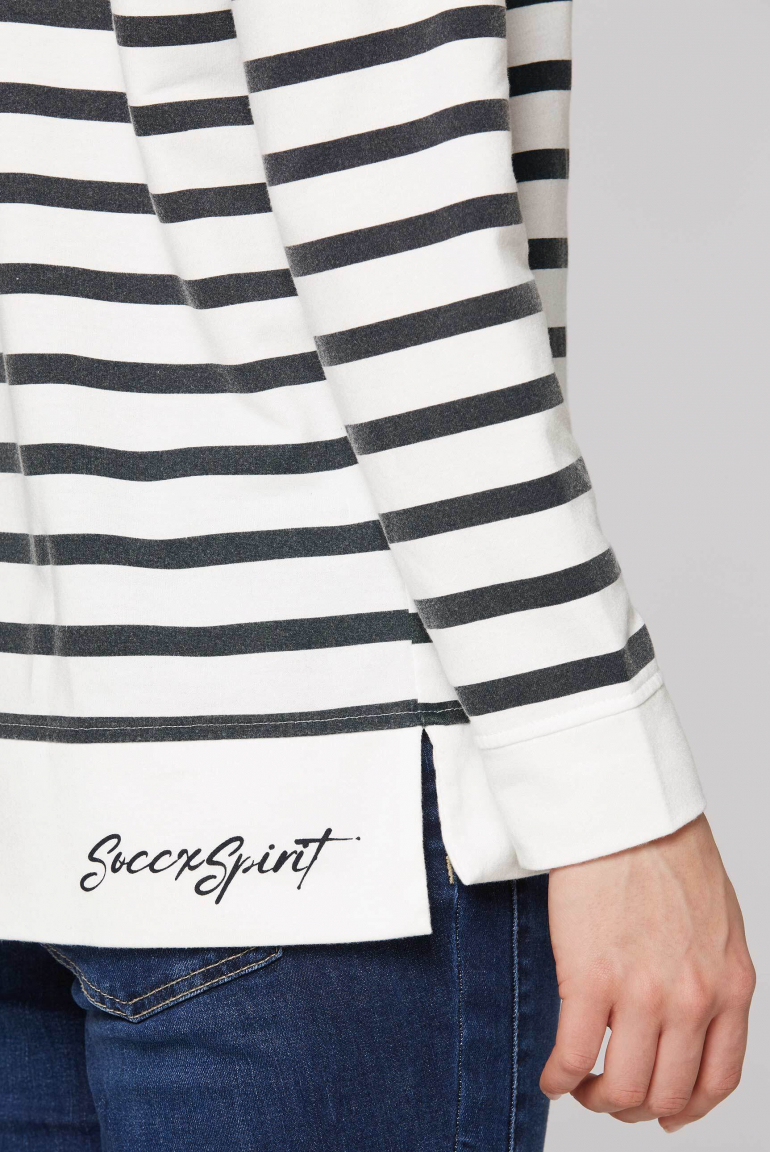 Troyer-Sweatshirt mit Streifen- und Flockprint